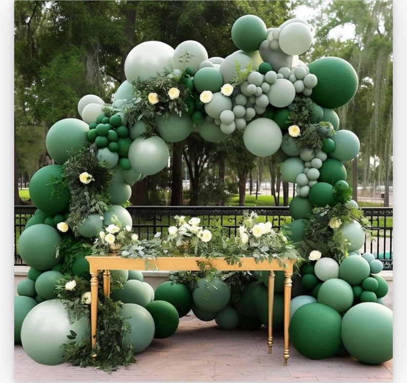 Dark Green and Sage Green Balloon Garland Double Stuffed Dusty Sage Green Balloons Forest Emerald Green Balloons Green Balloon Arch Kit