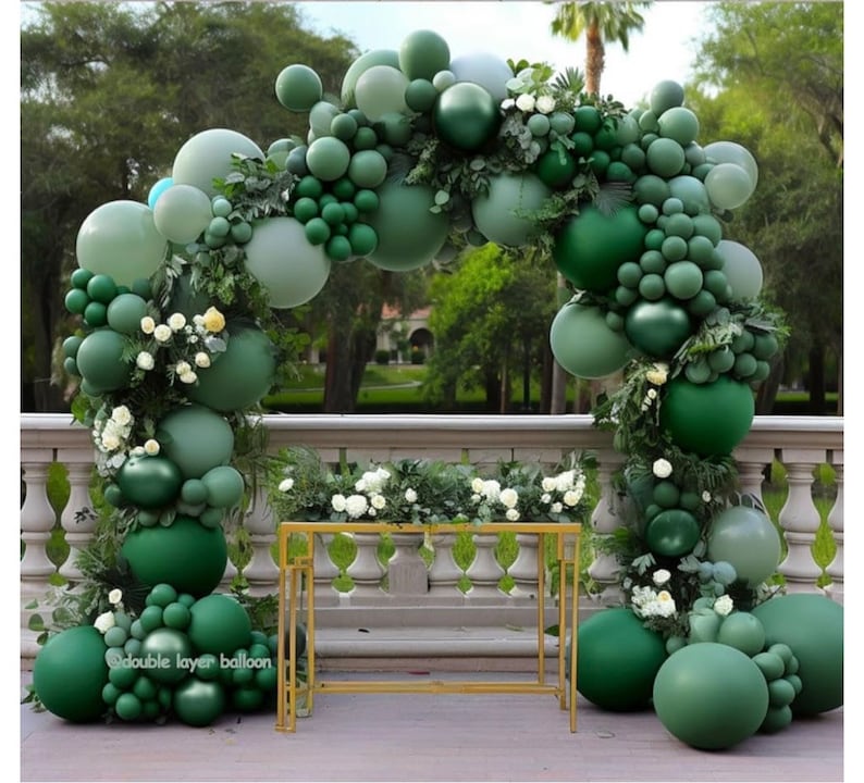 Dark Green and Sage Green Balloon Garland Double Stuffed Dusty Sage Green Balloons Forest Emerald Green Balloons Green Balloon Arch Kit