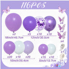 Purple Butterfly Baby Shower Decorations for Girl，Purple Balloon Garland Arch Kit，Purple Butterfly Baby Boxes and Butterfly Backdrop Kit