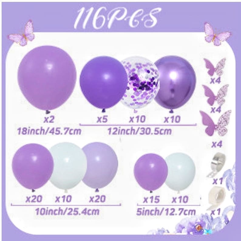 Purple Butterfly Baby Shower Decorations for Girl，Purple Balloon Garland Arch Kit，Purple Butterfly Baby Boxes and Butterfly Backdrop Kit