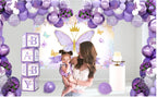 Purple Butterfly Baby Shower Decorations for Girl，Purple Balloon Garland Arch Kit，Purple Butterfly Baby Boxes and Butterfly Backdrop Kit