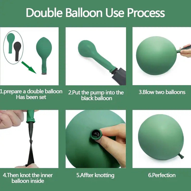 Dusty Blue and Green Balloon Garland - Double Stuffed Sage Green Teal White Matte Balloons Olive Slate Blue Boho Balloon Arch Kit