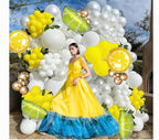 Yellow White Gold Lemon Balloon  Garland  Arch Kit 150Pcs Pearl White  Balloon  & Mylar Lemon  Lime  Balloons