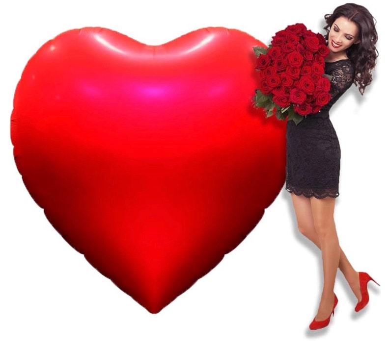 63 inch Red Heart Balloons,Giant Heart Shaped Love Balloons for Valentine's Day Wedding Engagement Anniversary Decorations