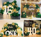 Green and Gold Balloon Garland Arch Kit with 3pcs Starburst Balloon, Emerald Forest Dark Green Balloons Metallic Gold Balloons 125 Pcs