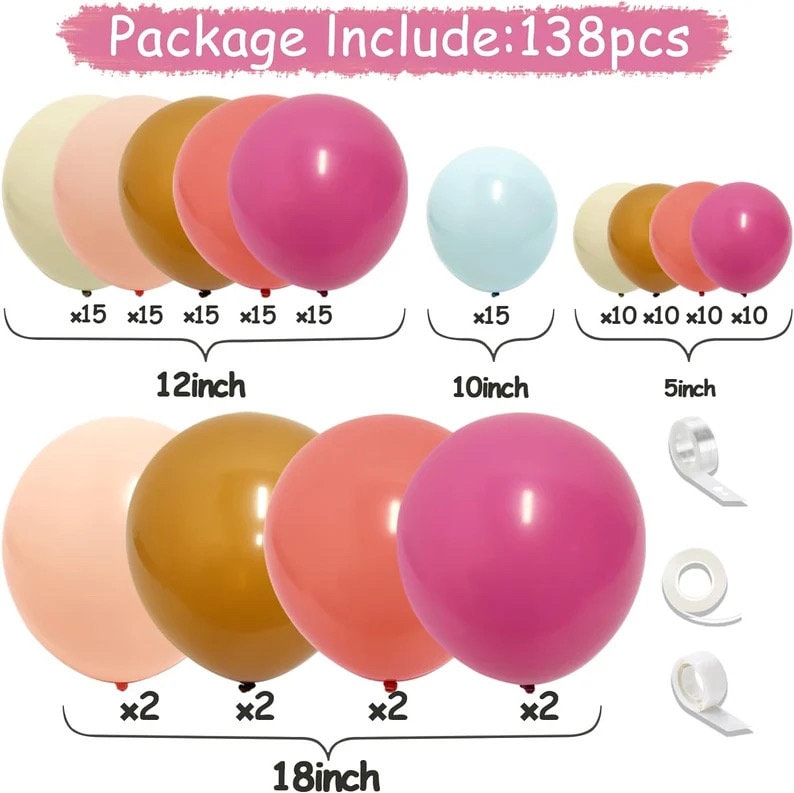 Dusty Pink Balloon Garland Boho Balloons Pastel Balloon Arch Kit Latex Thick 18/12/5in Blue Brown White Sand Balloon Set