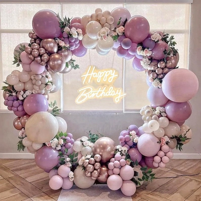 135Pcs Dusty Purple Balloon Garland Kit, Pink Sand White Rose Gold Balloon Arch, Bridal Baby Shower Birthday Decor