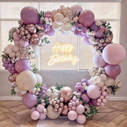 135Pcs Dusty Purple Balloon Garland Kit, Pink Sand White Rose Gold Balloon Arch, Bridal Baby Shower Birthday Decor