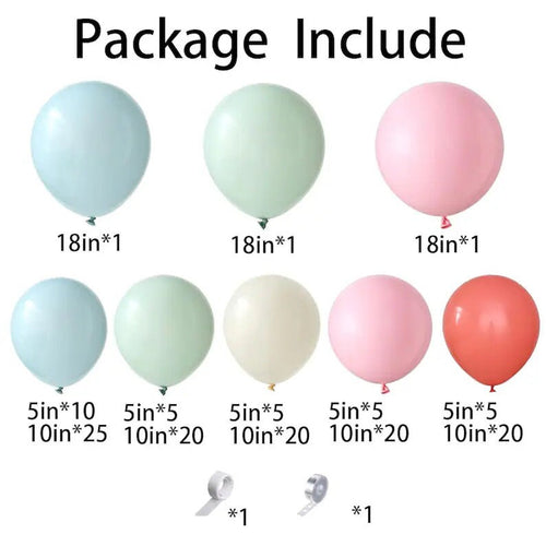 140PCS Dusty Green Pink Balloon Garland Arch Kit Retro Pink Mist Green Blue Haze Ivory Cream White Pastel Pink Balloons