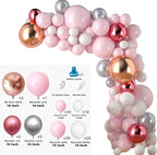 Pink Balloons Garland Arch Kit 111Pcs Chrome Silver Pastel Macaron Pink Balloons  Rose Gold Balloons for Baby Shower , Princess Birthday