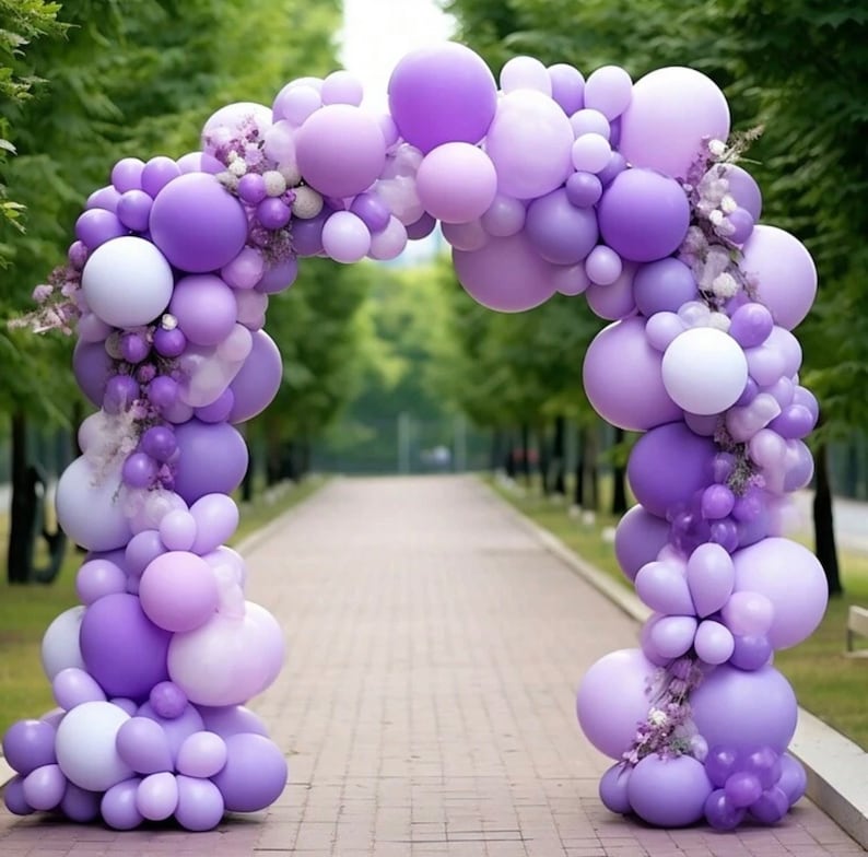 Purple White Balloon Garland Kit, Dark Purple Balloon Arch, Lavender White Party Balloons, Birthday Baby Shower Wedding Decor