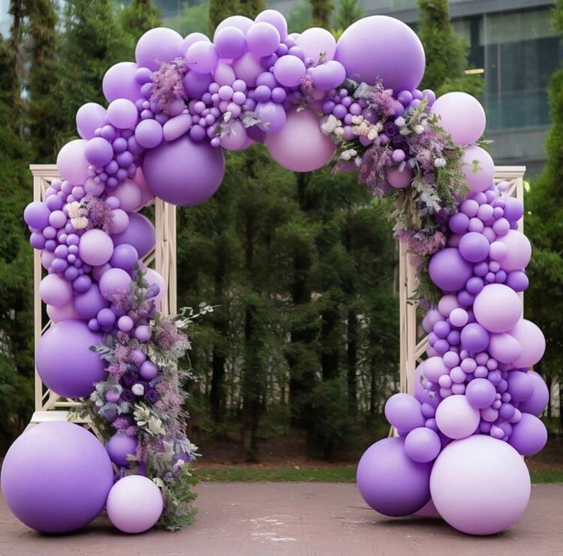 Purple White Balloon Garland Kit, Dark Purple Balloon Arch, Lavender White Party Balloons, Birthday Baby Shower Wedding Decor