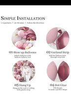 Pink Balloon Arch Kit 129pcs Dusty Pink and White Balloon Garland with  Confetti Balloons and Butterfly Stickers for Birthday,Baby Shower