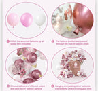 Pink Balloon Arch Kit 129pcs Dusty Pink and White Balloon Garland with  Confetti Balloons and Butterfly Stickers for Birthday,Baby Shower