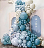 Dusty Blue Balloon Garland Kit - 145pcs Blue Balloon Arch kit with Dusty Blue, Baby Blue, Sand White, White Balloons Perfect for Baby Shower