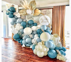 Dusty Blue Balloon Garland Kit - 145pcs Blue Balloon Arch kit with Dusty Blue, Baby Blue, Sand White, White Balloons Perfect for Baby Shower
