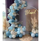 Dusty Blue Balloon Garland Kit - 145pcs Blue Balloon Arch kit with Dusty Blue, Baby Blue, Sand White, White Balloons Perfect for Baby Shower