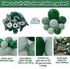 Dark Green and Sage Green Balloon Garland Double Stuffed Dusty Sage Green Balloons Forest Emerald Green Balloons Green Balloon Arch Kit