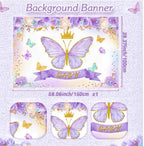 Purple Butterfly Baby Shower Decorations for Girl，Purple Balloon Garland Arch Kit，Purple Butterfly Baby Boxes and Butterfly Backdrop Kit