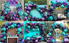 Purple Teal Balloon Garland Double Stuffed Dark Purple Blue Turquoise Green Metallic Latex Balloons Lavender Lilac Mermaid Balloon Arch Kit