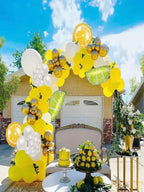 Yellow White Gold Lemon Balloon  Garland  Arch Kit 150Pcs Pearl White  Balloon  & Mylar Lemon  Lime  Balloons