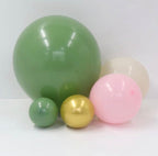 Sage Green Pink Balloons Garland Kit,133pcs Olive Green Blush Pink Sand White Metallic Gold Balloons