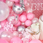 Pink and White Balloon Arch Kit  116 pcs Pink Balloon Garland Kit Happy Birthday Banners, Silver Confetti Baby Pink Balloons,Hanging Swirls