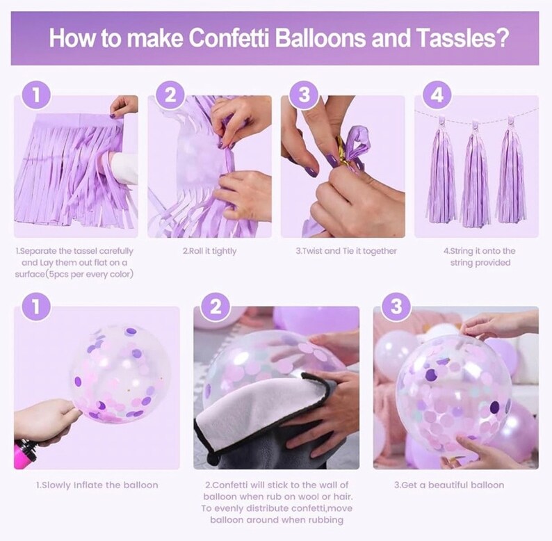 Purple Pink Party Decorations for Women Girls With Happy Birthday Banner, Hanging Swirls, Tissue Paper Pompoms, Circle Dots Garland…
