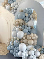 Dusty Blue Balloon Garland Kit - 145pcs Blue Balloon Arch kit with Dusty Blue, Baby Blue, Sand White, White Balloons Perfect for Baby Shower