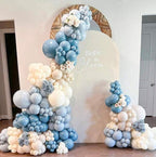 Dusty Blue Balloon Garland Kit - 145pcs Blue Balloon Arch kit with Dusty Blue, Baby Blue, Sand White, White Balloons Perfect for Baby Shower