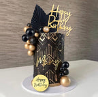 25 PCS Birthday Cake Topper Set, Acrylic Happy Birthday Cake Toppers Numbers 0-9 Crown Cake Topper Ball Shaped Cake Insert Toppers Birthday