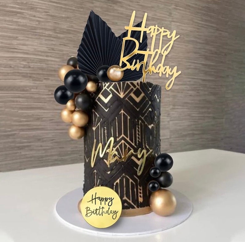 25 PCS Birthday Cake Topper Set, Acrylic Happy Birthday Cake Toppers Numbers 0-9 Crown Cake Topper Ball Shaped Cake Insert Toppers Birthday