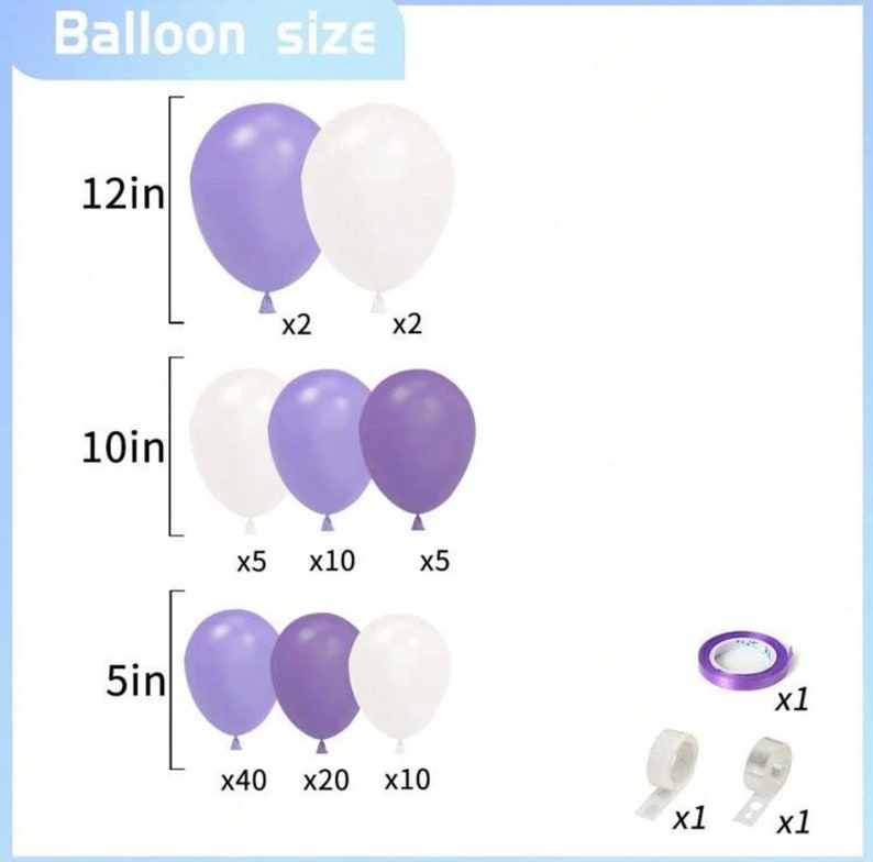 Purple White Balloon Garland Kit, Dark Purple Balloon Arch, Lavender White Party Balloons, Birthday Baby Shower Wedding Decor