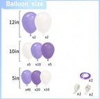 Purple White Balloon Garland Kit, Dark Purple Balloon Arch, Lavender White Party Balloons, Birthday Baby Shower Wedding Decor