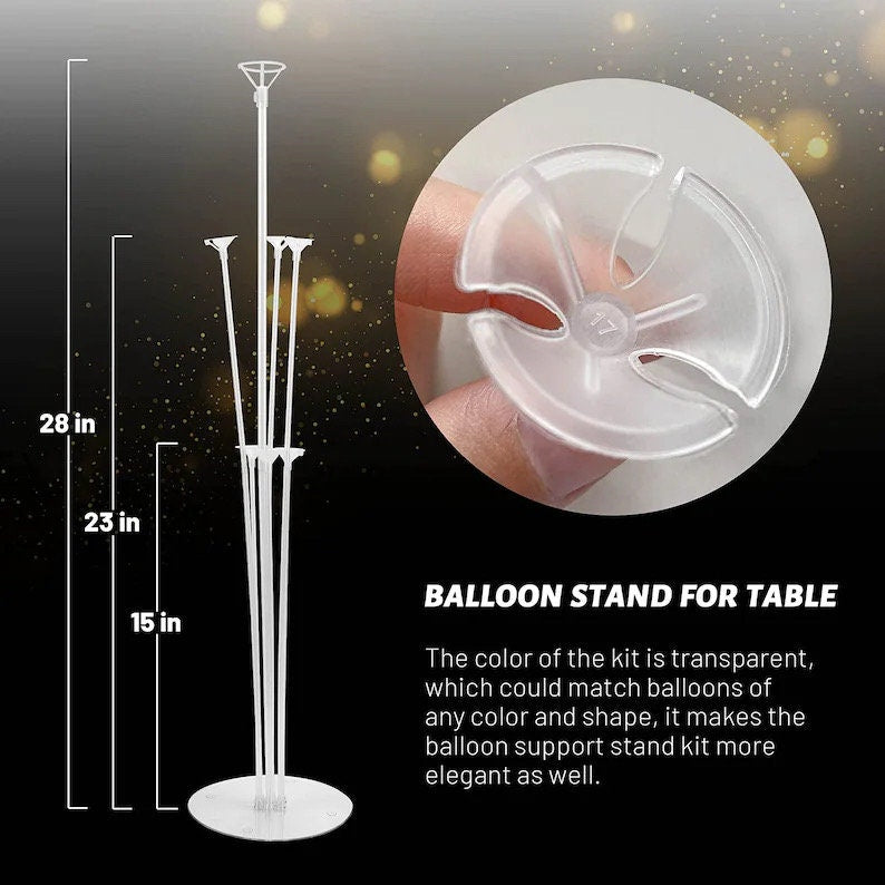 4 Set Balloon Stand Kit - Table Balloon Stands with Base, Easy Assembly Balloon Sticks, Reusable Balloon Holders for Baby Showers,Birthday