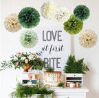 Sage Green Tissue Paper Pom Poms 20 Pcs Wedding Party Decorations Ivory Tan Boho Flowers  Wall Hanging Decor Supplies