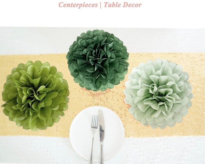 Sage Green Tissue Paper Pom Poms 20 Pcs Wedding Party Decorations Ivory Tan Boho Flowers  Wall Hanging Decor Supplies