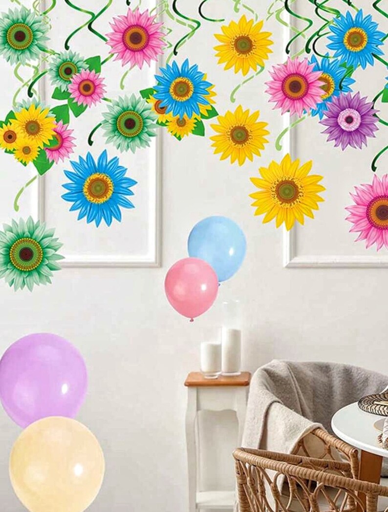 30Pcs Colorful Daisy Party Decorations, Flower Hanging Decor Kit,Summer Birthday Decor, Garden Party Decorations, Boho Floral Party Supplies