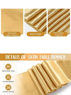 Black and Gold Tablecloths and Satin Table Runner Set, Table Cover Dining Plastic Table Cloths