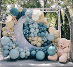 Dusty Blue Balloon Garland Kit - 145pcs Blue Balloon Arch kit with Dusty Blue, Baby Blue, Sand White, White Balloons Perfect for Baby Shower