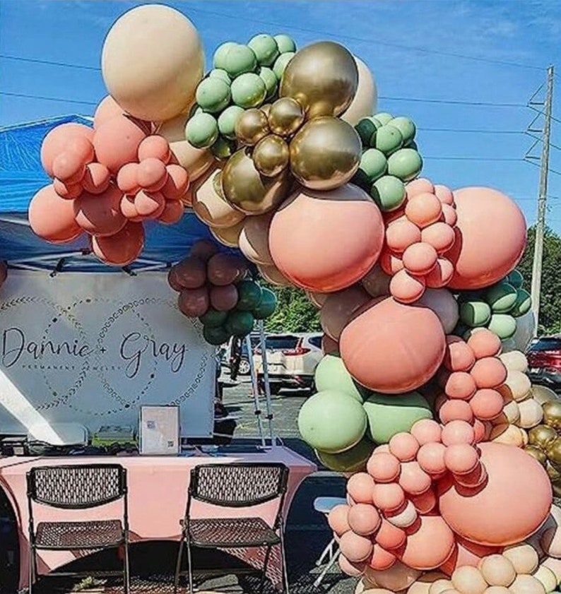 Sage Green Pink Gold Balloon Garland Kit, Dusty Rose Nude Balloon Arch for Baby Shower, Birthday, Bridal Shower Decor