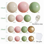 Sage Green Pink Balloons Garland Kit,133pcs Olive Green Blush Pink Sand White Metallic Gold Balloons