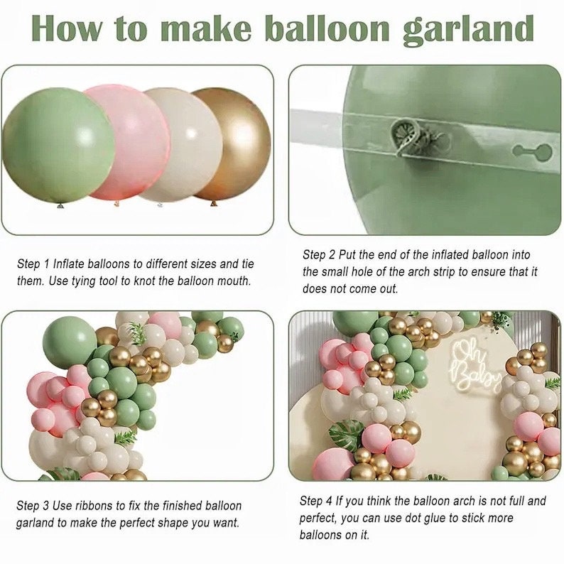 Sage Green Pink Balloons Garland Kit,133pcs Olive Green Blush Pink Sand White Metallic Gold Balloons