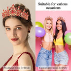 Red Tiara Crown Birthday Queen Sash Tiaras and Crowns for Women Girls Crystal Princess Tiara Rhinestone Headbands Crown Headpieces