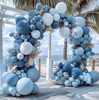 Dusty Blue Balloon Arch Kit Double Stuffed Dark Blue Baby Blue Balloon Garland Pastel Dark Teal Light Blue Latex Balloons