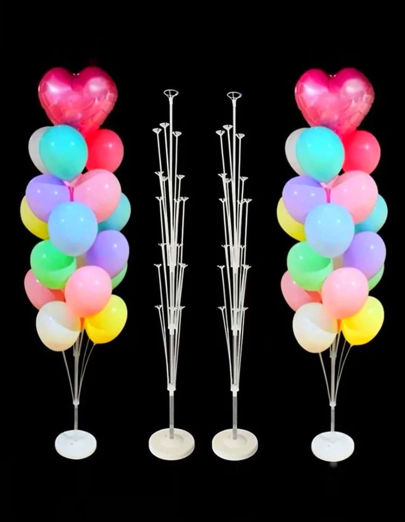 Floor Balloon Column Kit - Set of 2, Includes Stand, Base, and Pole for Balloon Tower Backdrop Decoration