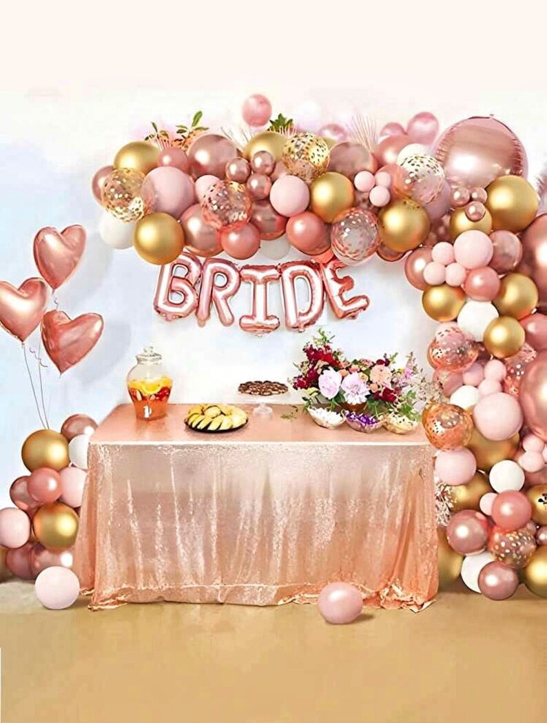 Rose Gold Balloon Arch Kit 134pcs, Blush Pink Gold Party Decorations, Birthday Balloon Garland Kit, Baby Shower, Bridal Shower Decor