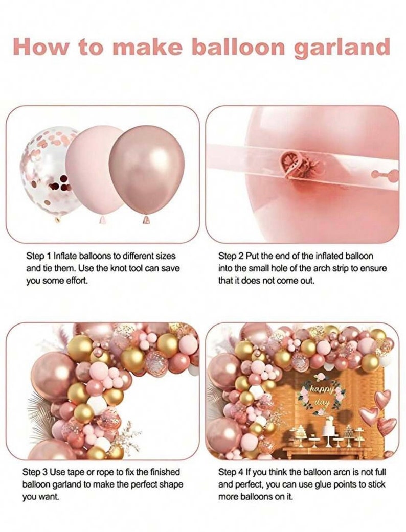 Rose Gold Balloon Arch Kit 134pcs, Blush Pink Gold Party Decorations, Birthday Balloon Garland Kit, Baby Shower, Bridal Shower Decor