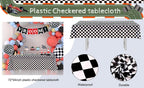 Race Balloon Garland Arch Kit Pastel Coral Gray Yellow Baby Blue Black White Balloons with Checkered Foil Balloons Tablecloth Flag Banner