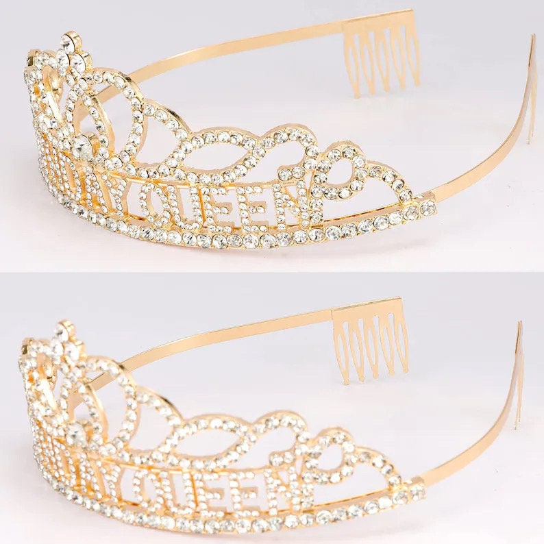 Gold Birthday Crowns for Women Birthday Queen Sash and Tiara for Women Gold Birthday Party Decorations for Women Birthday Sash and Crown